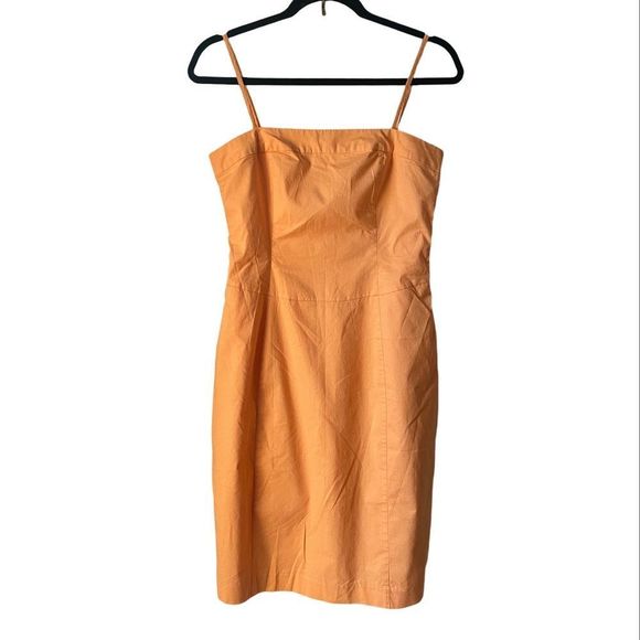 Vintage Y2K Tristan & Iseut melon‎ orange cotton sheath dress 4 - Picture 2 of 9